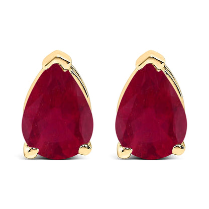 14K White Gold 6x4MM Pear Shaped Purple Amethyst Solitaire Stud Earrings
