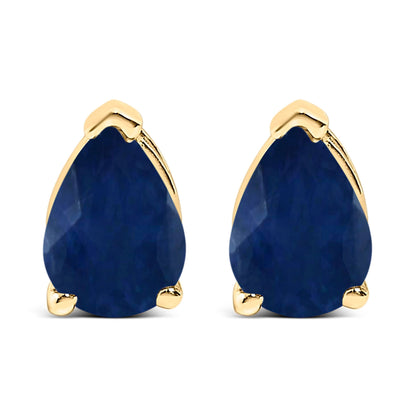 14K White Gold 6x4MM Pear Shaped Purple Amethyst Solitaire Stud Earrings