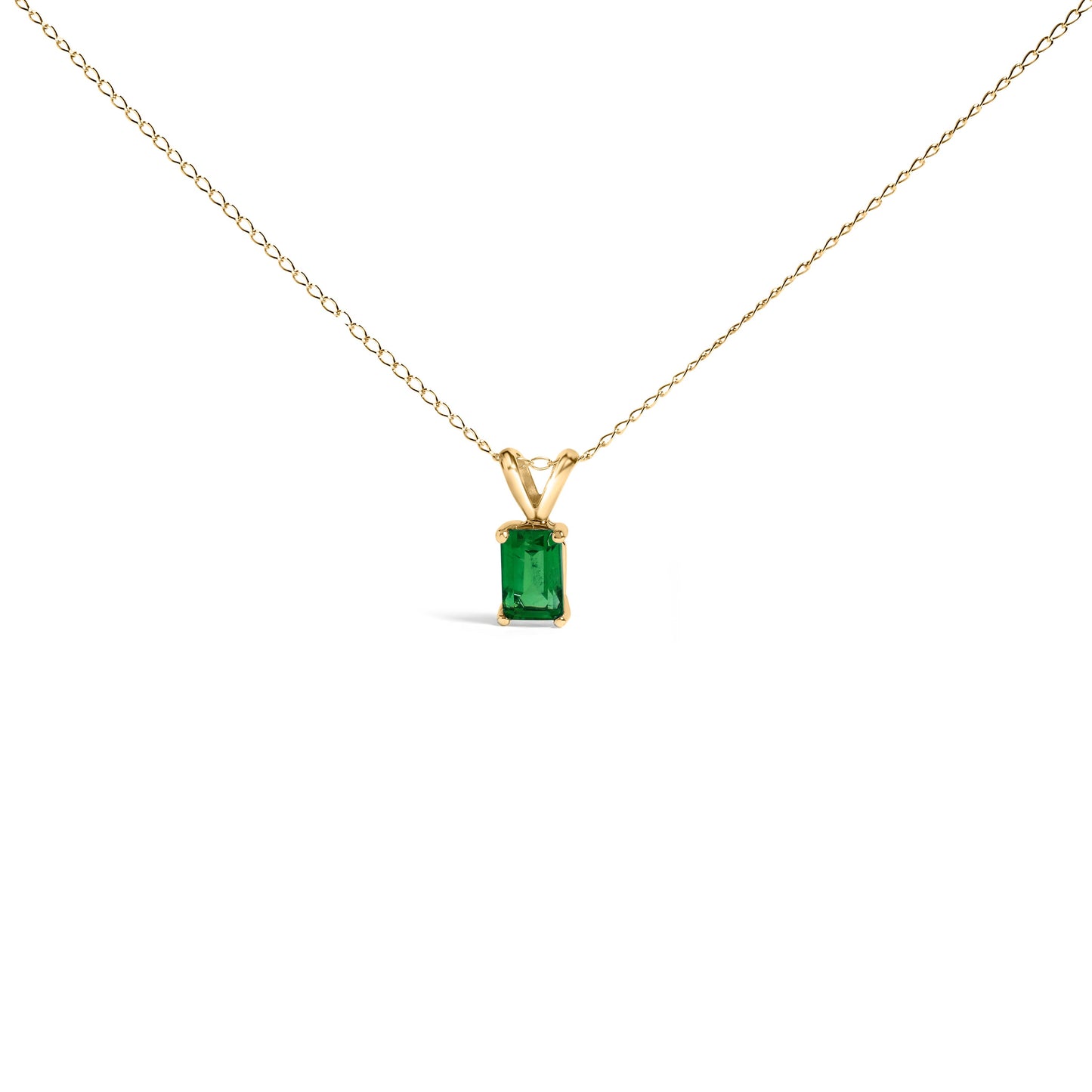 14K White Gold 6x4MM Emerald Cut Purple Amethyst Solitaire Pendant Necklace