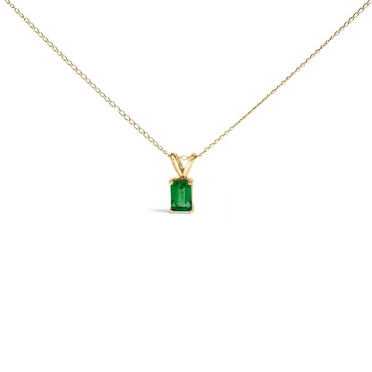 14K White Gold 6x4MM Emerald Cut Purple Amethyst Solitaire Pendant Necklace