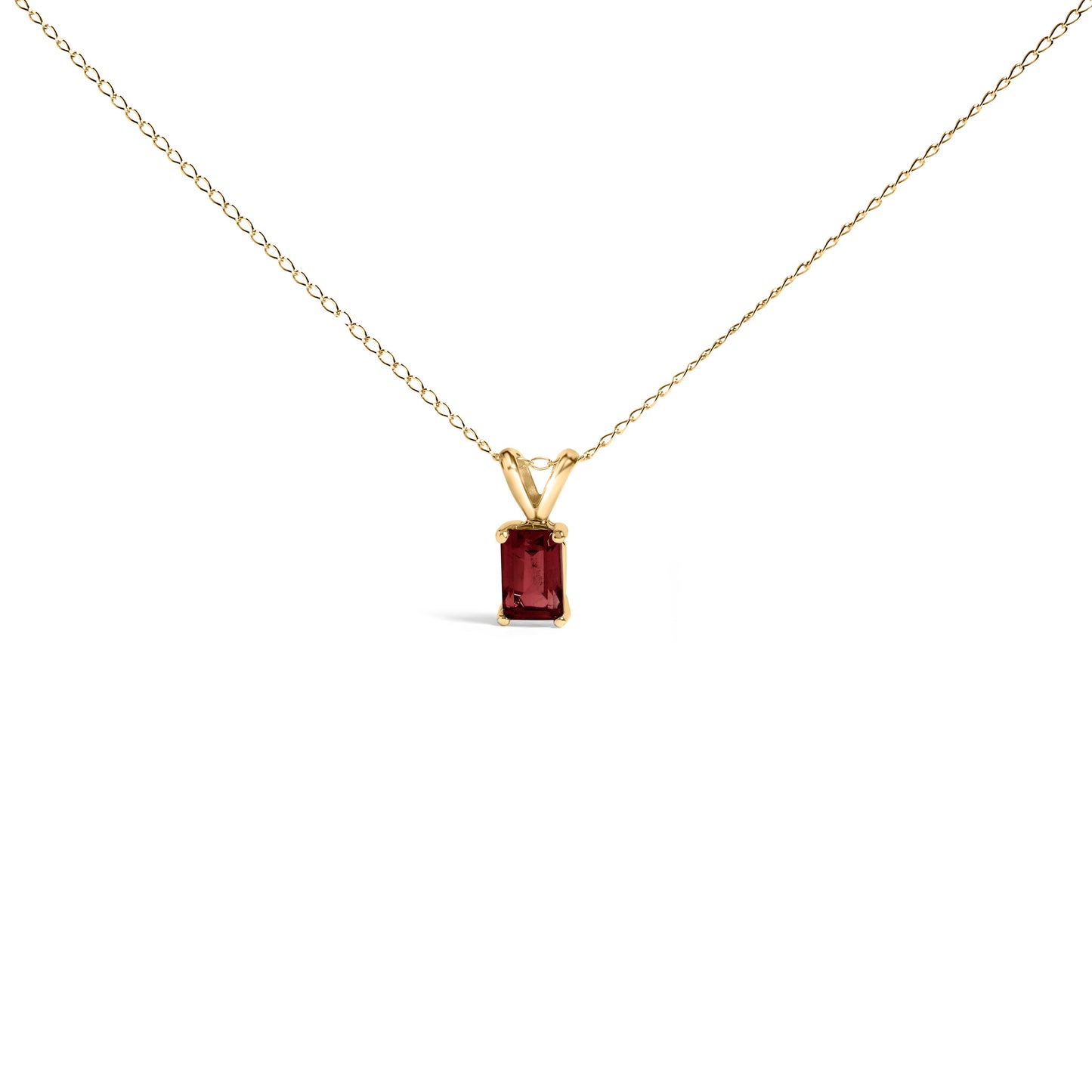 14K White Gold 6x4MM Emerald Cut Purple Amethyst Solitaire Pendant Necklace