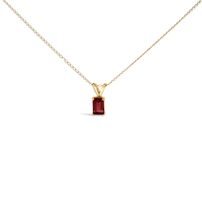14K White Gold 6x4MM Emerald Cut Purple Amethyst Solitaire Pendant Necklace