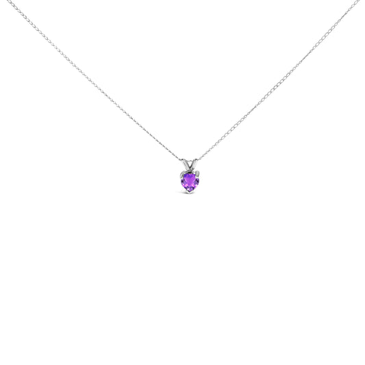 Pendentif solitaire en or blanc 14K avec améthyste violette en forme de cœur de 5X5 MM