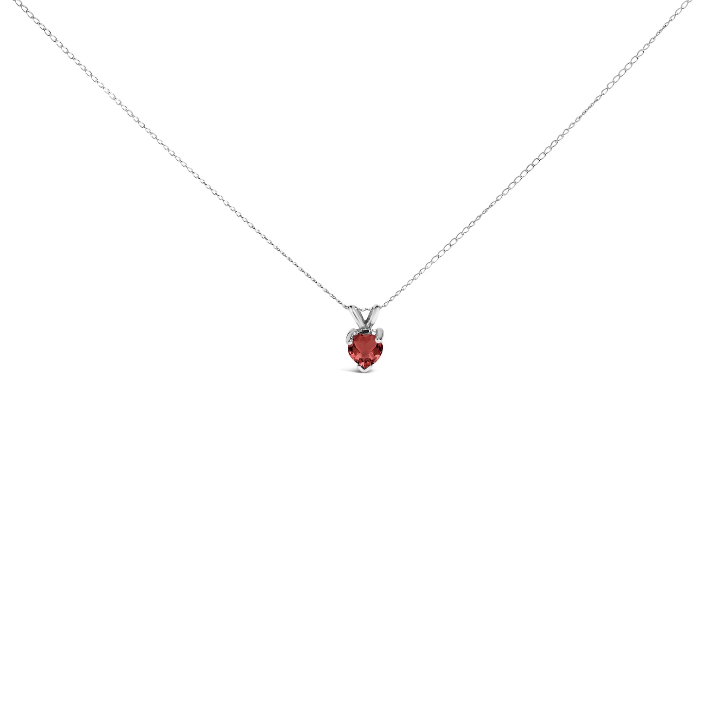 14K White Gold 5X5 MM Heart Shaped Purple Amethyst Solitaire Pendant Necklace