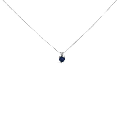 14K White Gold 5X5 MM Heart Shaped Purple Amethyst Solitaire Pendant Necklace