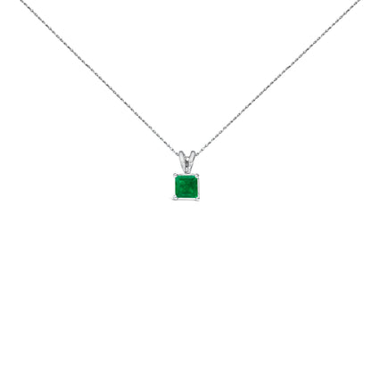 14K White Gold 5x5 MM Square Shaped Purple Amethyst Solitaire Pendant Necklace