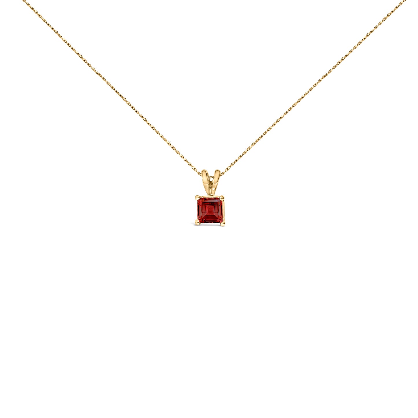 14K White Gold 5x5 MM Square Shaped Purple Amethyst Solitaire Pendant Necklace