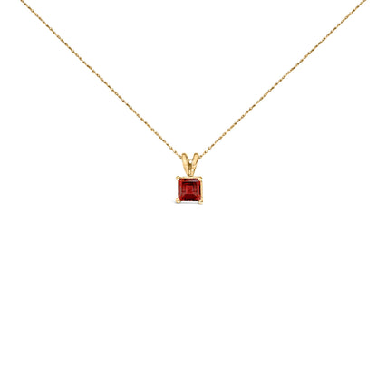 14K White Gold 5x5 MM Square Shaped Purple Amethyst Solitaire Pendant Necklace