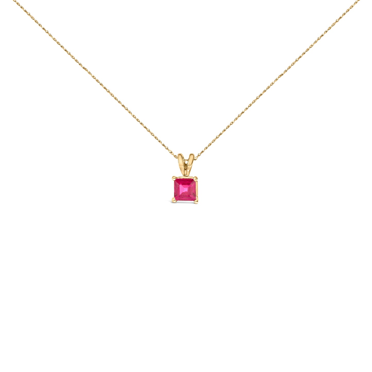 14K White Gold 5x5 MM Square Shaped Purple Amethyst Solitaire Pendant Necklace