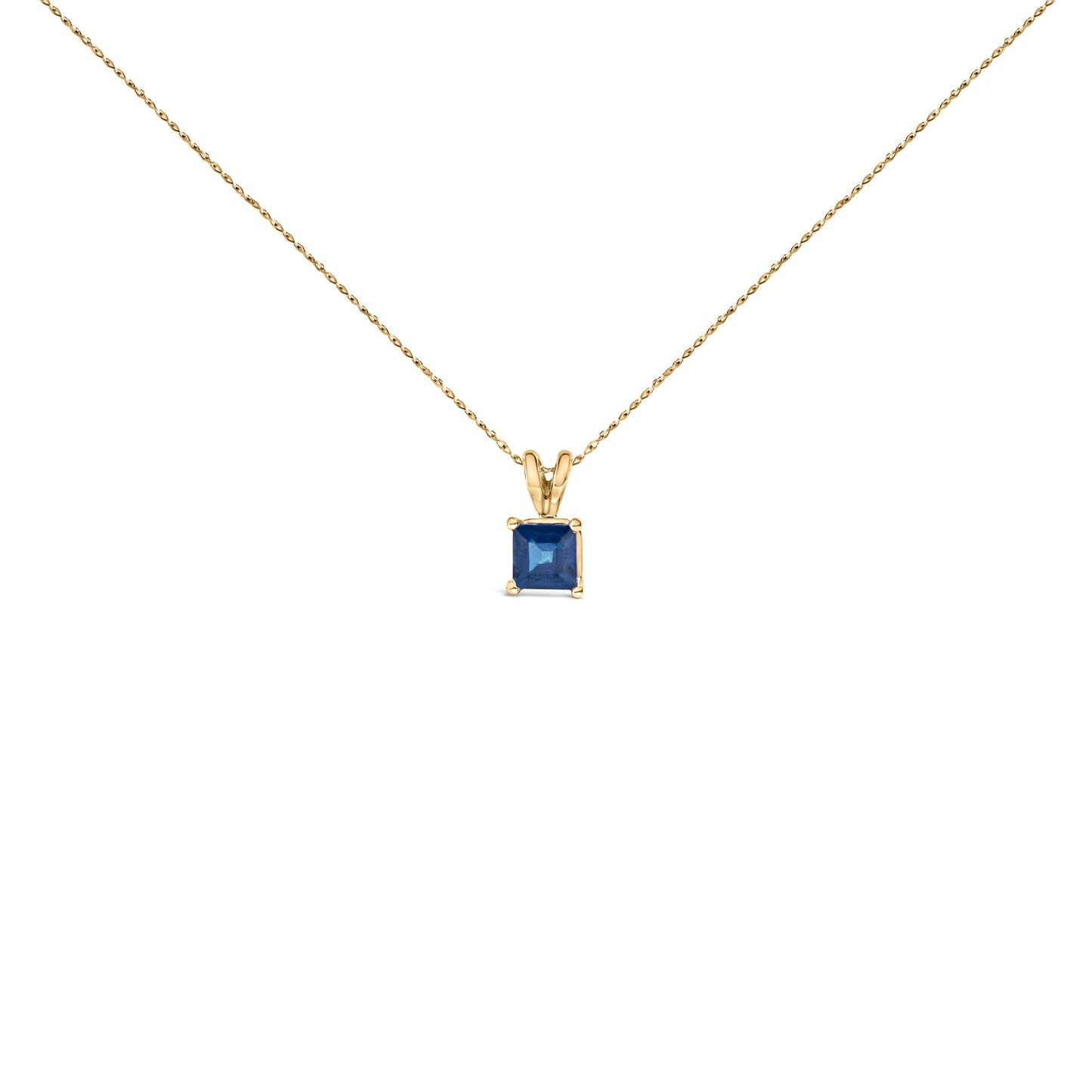 14K White Gold 5x5 MM Square Shaped Purple Amethyst Solitaire Pendant Necklace