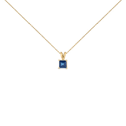 14K White Gold 5x5 MM Square Shaped Purple Amethyst Solitaire Pendant Necklace