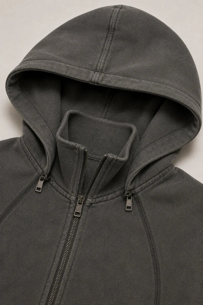 Vintage Washed Cropped Fleece Hoodie for Women