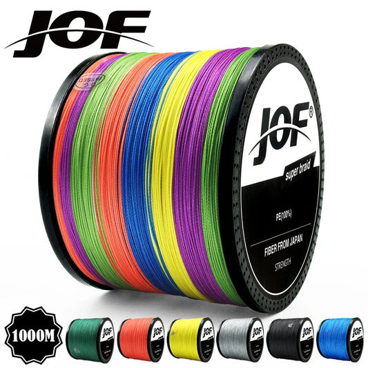 JOF 300M 500M 1000M 8 hebras 4 hebras 18-88LB PE Sedal trenzado multifilamento Súper fuerte Línea de pesca Japón Multicolor