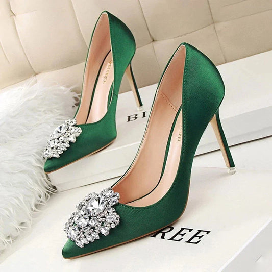 Zapatos BIGTREE Rhinestone para mujer, tacones de aguja, zapatos de mujer, tacones altos sexys, zapatos de boda, tacones lujosos de mujer, zapatos de fiesta para mujer