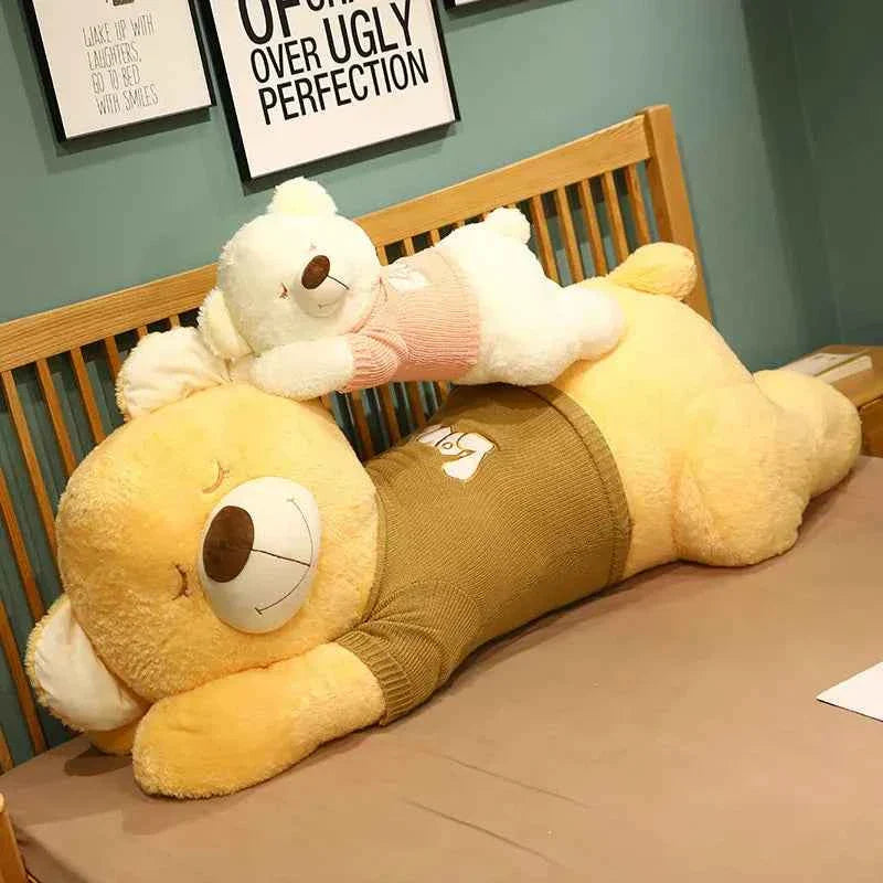 Giant Lying Sweater Bear Plush Toy (31.5/39.4 in) - Soft Stuffed Pillow Xmas Gift