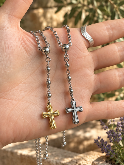 CROSS LARIAT NECKLACE