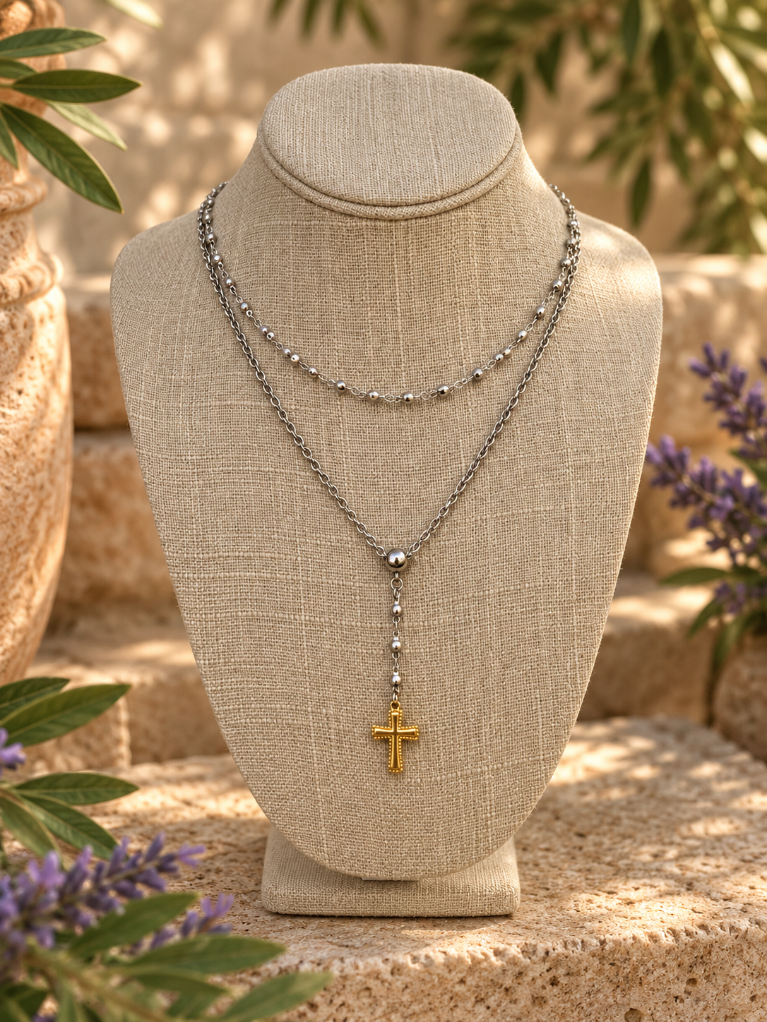 CROSS LARIAT NECKLACE