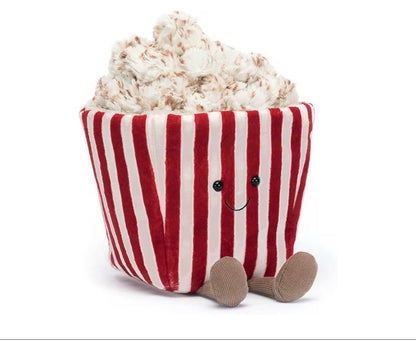 Movie Night Popcorn Plushie | 8.5” Ultra-Soft Sensory Food Toy