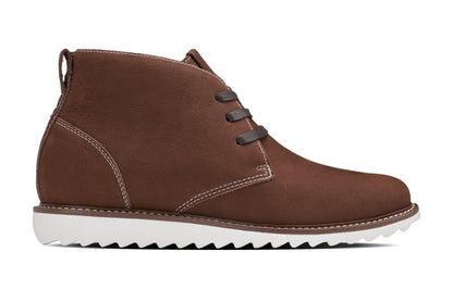 CALTO - J2193 - 2.6 Inches Taller (Brown/White Sole) - Nubuck Chukka Boots