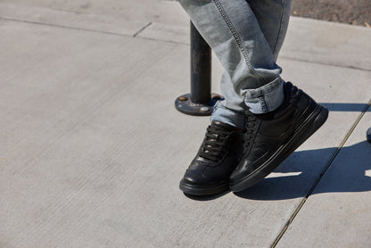 CALTO - J2200 - 2.6 Inches Taller (Black/Black Sole) - Lightweight Nappa Sneakers
