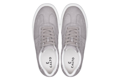 CALTO - J2202 - 2.6 Inches Taller (Grey/White Sole) - Lightweight Nubuck Sneakers