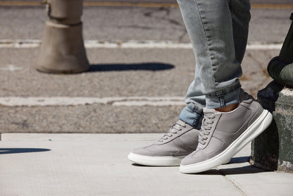 CALTO - J2202 - 2.6 Inches Taller (Grey/White Sole) - Lightweight Nubuck Sneakers
