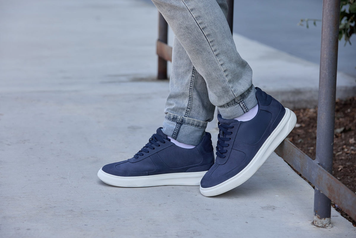 CALTO - J2203 - 2.6 Inches Taller (Ultramarine Blue/White Sole) - Lightweight Nubuck Sneakers