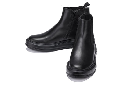 CALTO - J24810 - 3 Inches Taller (Noir) - Lightweight Smooth Nappa Chelsea Zipper Boots