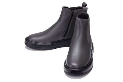 CALTO - J24811 - 3 Inches Taller (Grey Slate) - Lightweight Pebble Nappa Chelsea Zipper Boots