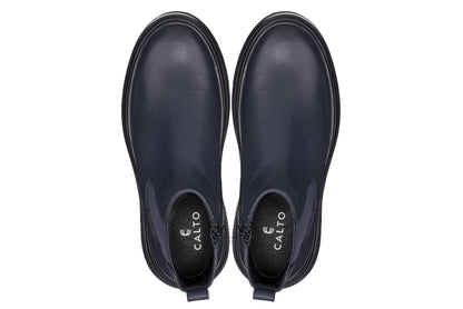 CALTO - J24812 - 3 Inches Taller (Ultramarine Blue) - Lightweight Pebble Nappa Chelsea Zipper Boots