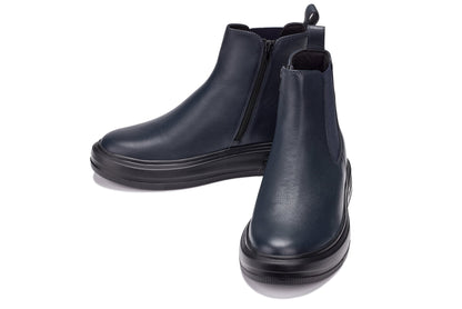 CALTO - J24812 - 3 Inches Taller (Ultramarine Blue) - Lightweight Pebble Nappa Chelsea Zipper Boots