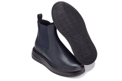CALTO - J24812 - 3 Inches Taller (Ultramarine Blue) - Lightweight Pebble Nappa Chelsea Zipper Boots