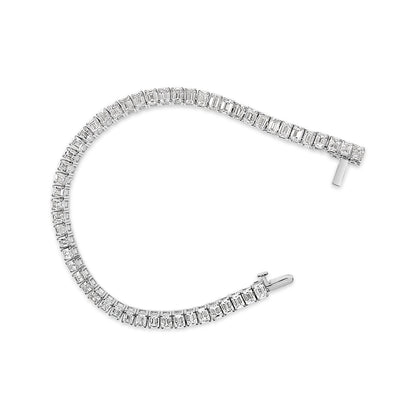 IGI Certified 14K White Gold 10.0 Cttw Emerald Cut Lab Grown Diamond Tennis Bracelet