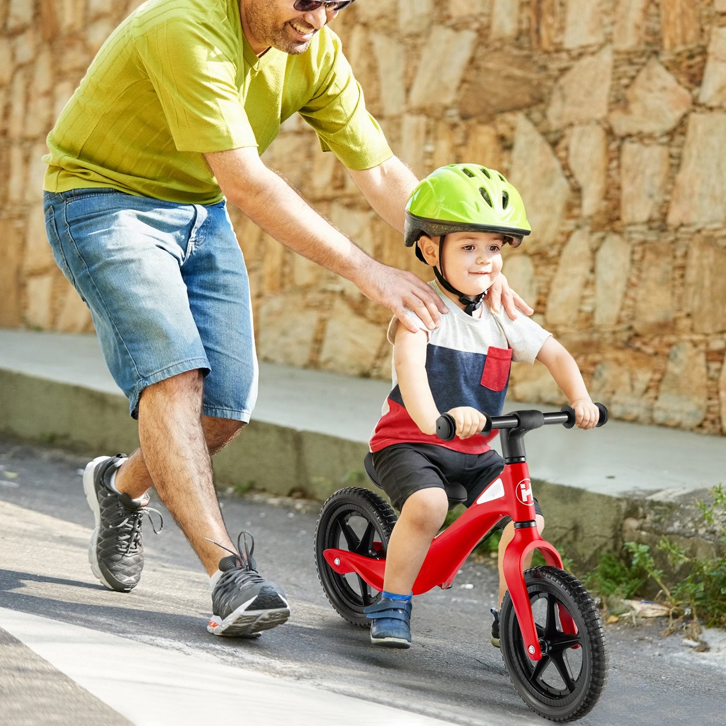 Kids Balance Bike with Rotatable Handlebar and Adjustable Seat Height-Red