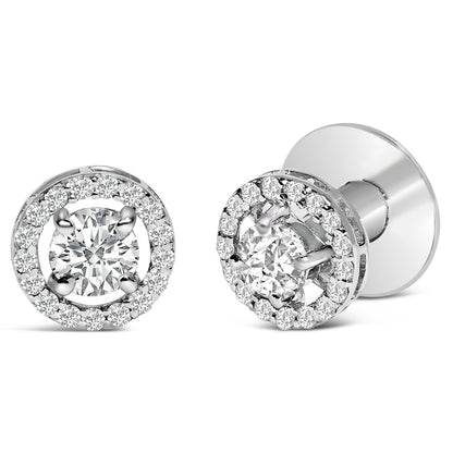 Men's 14K White Gold 1 3/4 Cttw Lab Grown Diamond Halo Cufflink