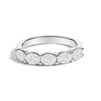 14K White Gold 1 1/4 Cttw Lab Grown Oval East West Band Ring