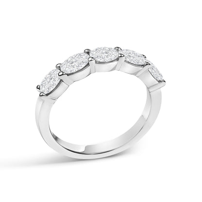 14K White Gold 1 1/4 Cttw Lab Grown Oval East West Band Ring