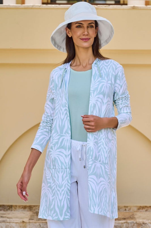Sudadera con capucha y cremallera larga Cabana para mujer | Palmera americana Misty Aqua