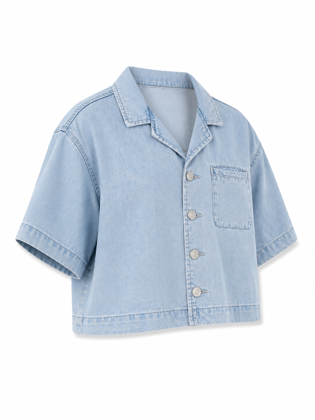 Vintage Wash Boxy Cropped Lyocell Shirt for Women