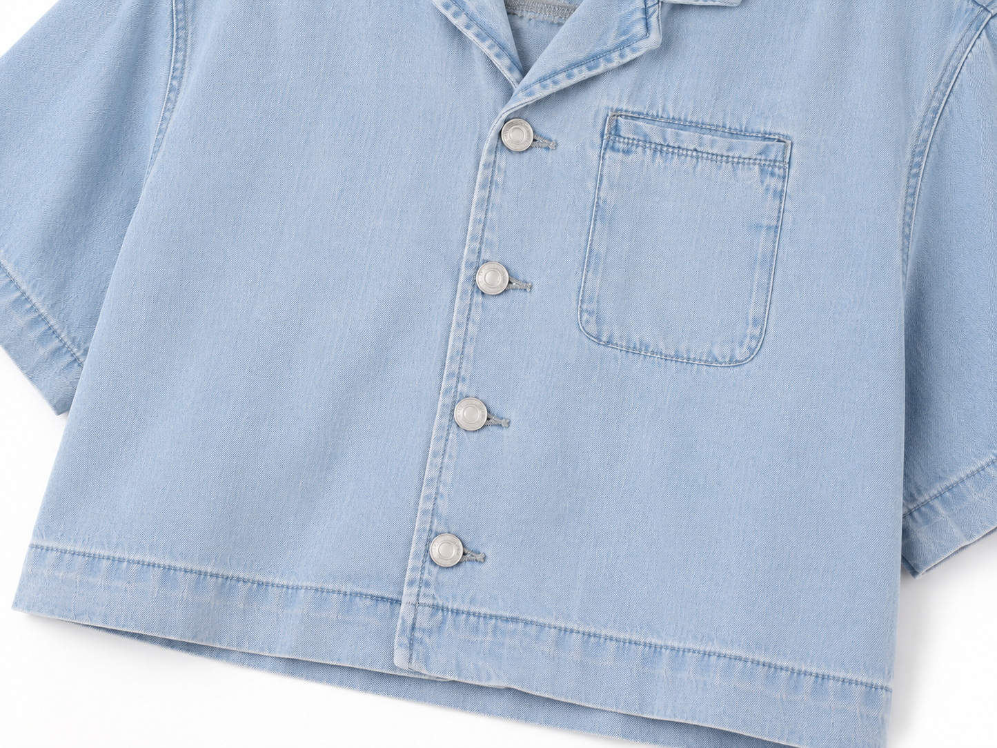 Vintage Wash Boxy Cropped Lyocell Shirt for Women