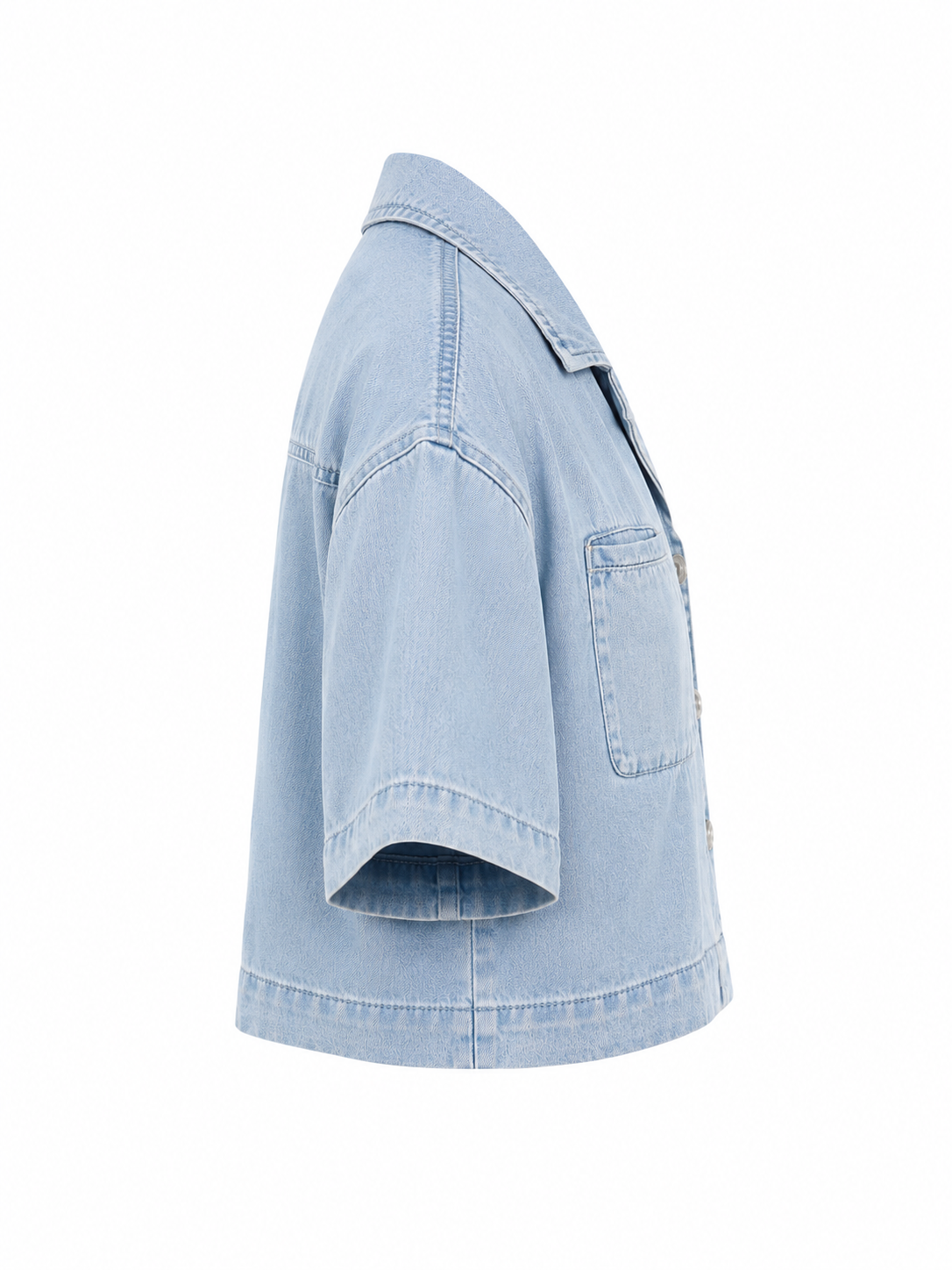 Vintage Wash Boxy Cropped Lyocell Shirt for Women