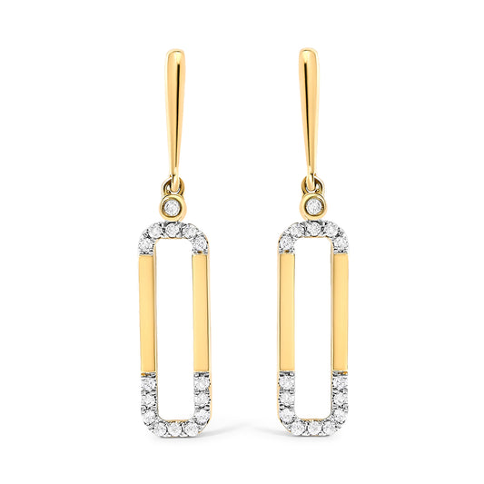 Boucles d'oreilles pendantes trombones en or jaune 14 carats et diamants (0,20 carat)