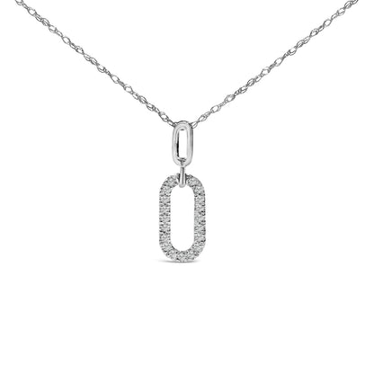 14K White Gold Diamond Accent Paperclip Pendant Necklace