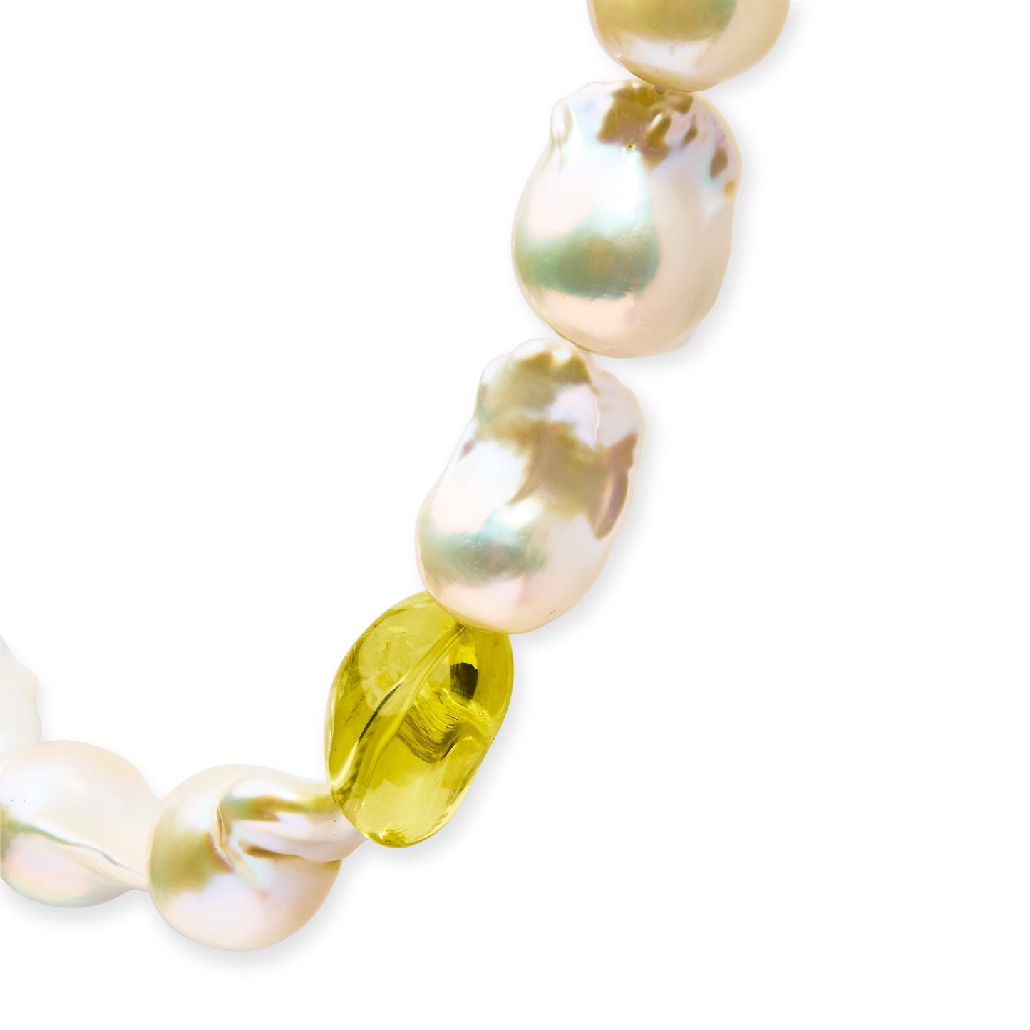 14K Yellow Gold Citrine, Amethyst, and Baroque Pearl Strand Necklace - 18" Inches