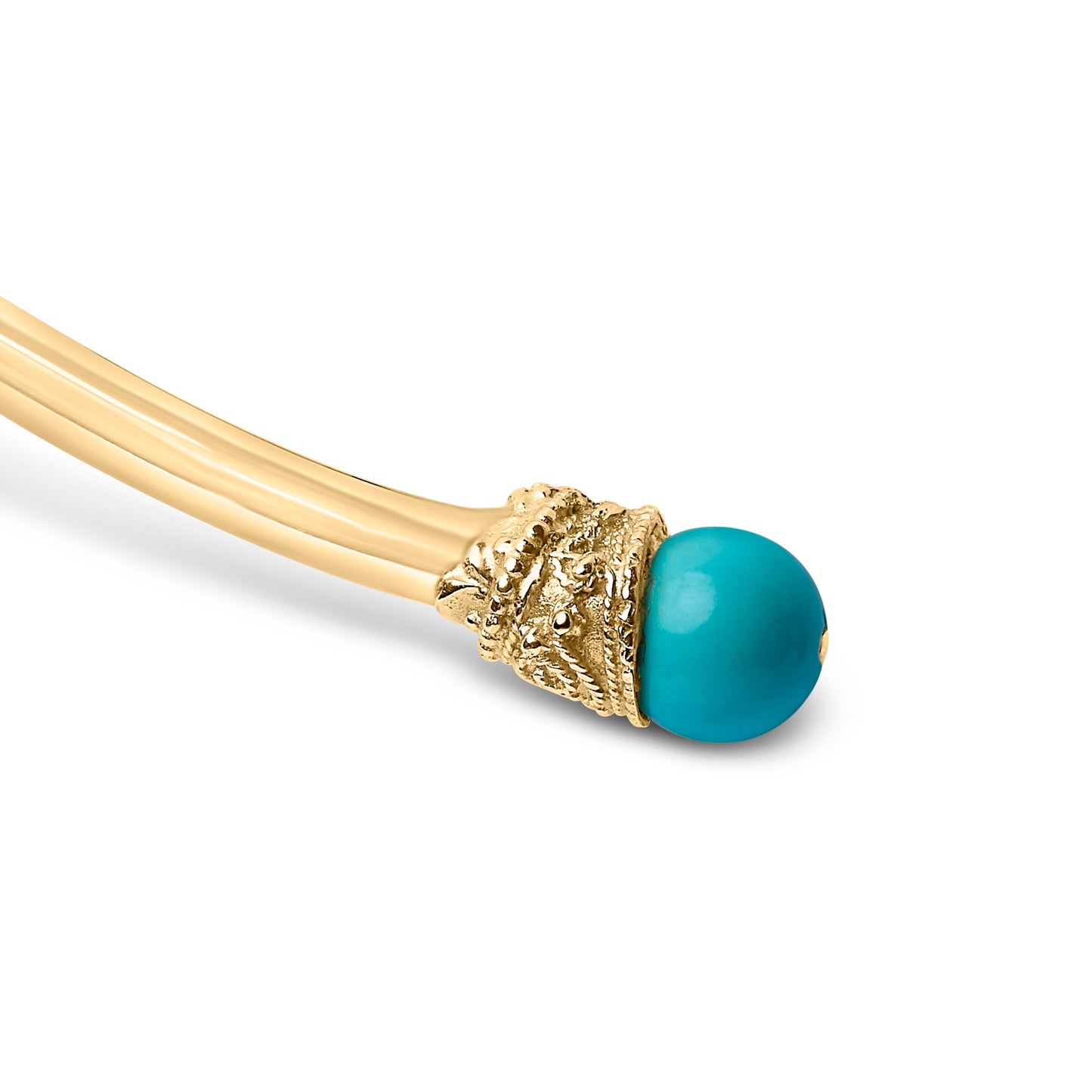 18K Yellow Gold Sculpted Collar Necklace with Turquoise Cabochon Ends
