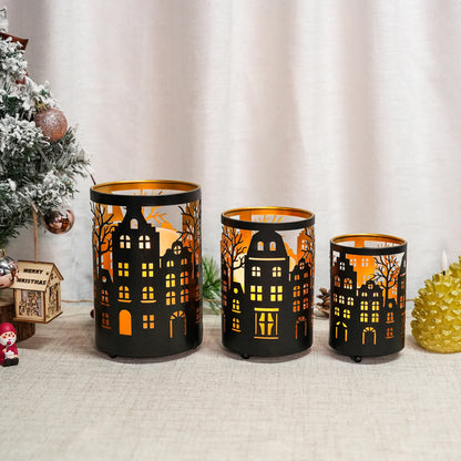 7" H Etched Metal Candle Holder Village Decorations