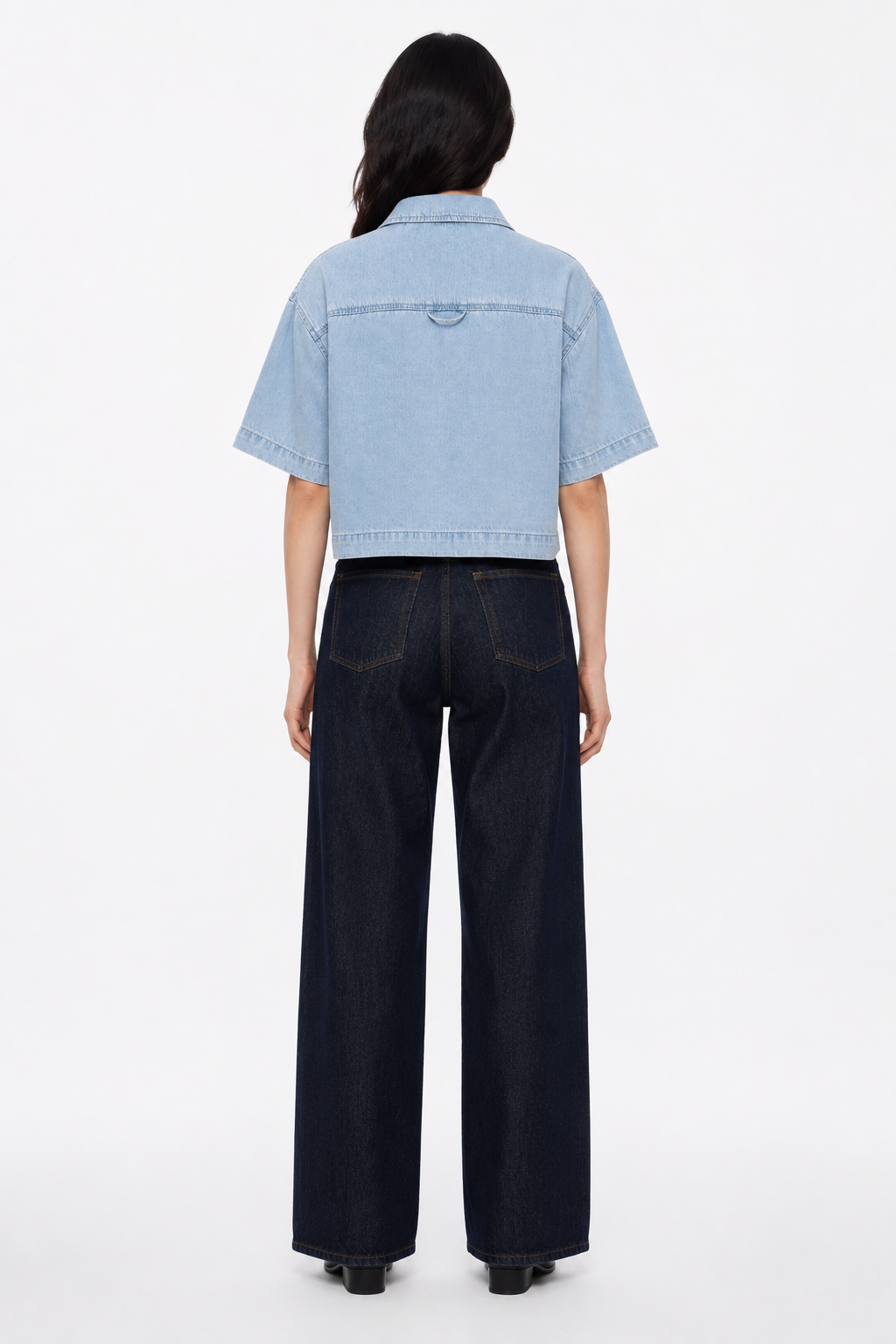 Vintage Wash Boxy Cropped Lyocell Shirt for Women