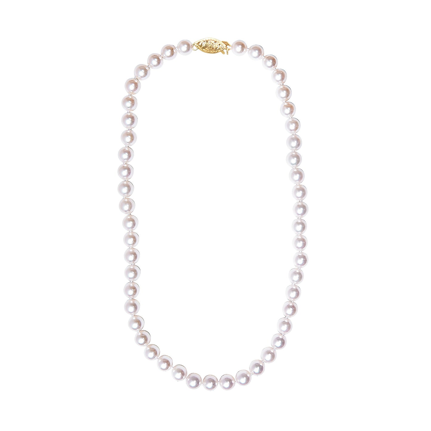 14K Yellow Gold 8.0x8.5mm Akoya Pearl Strand Necklace
