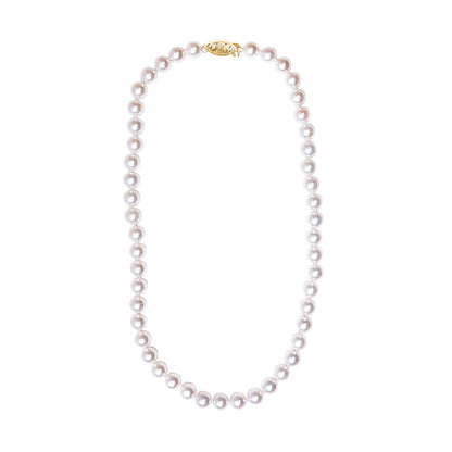 14K Yellow Gold 8.0x8.5mm Akoya Pearl Strand Necklace