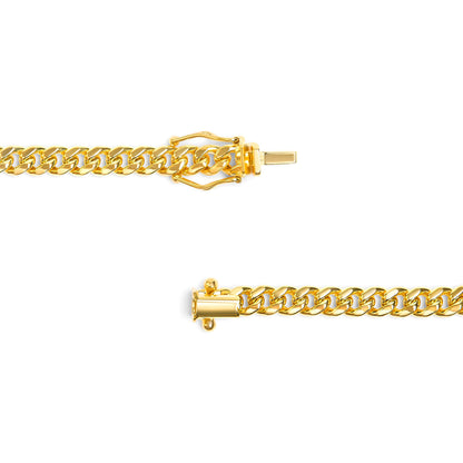 Semi-Solid 14K Yellow Gold 4.5mm Miami Cuban Chain Necklace - Unisex Chain - 22 Inches